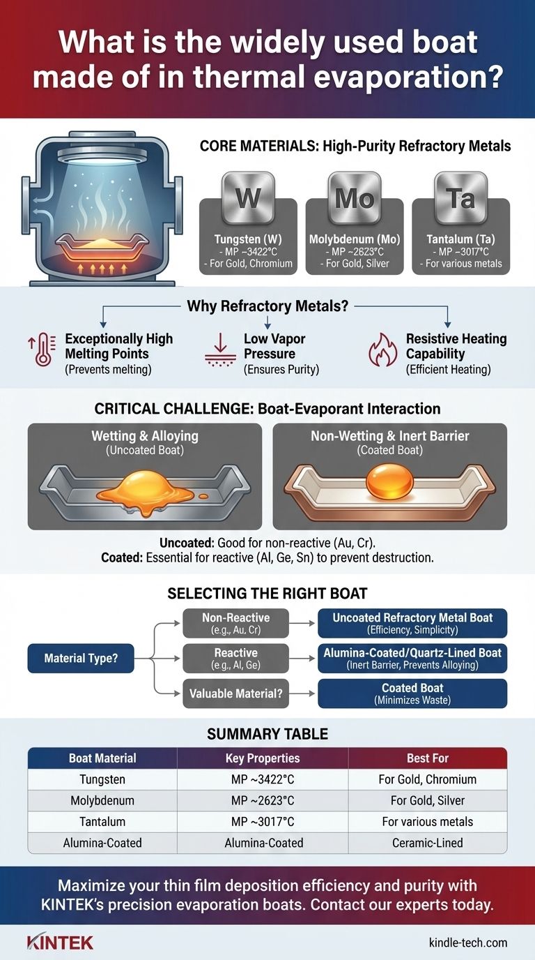 热蒸发中广泛使用的蒸发舟由什么材料制成？选择正确材料以实现高纯度沉积 图解指南