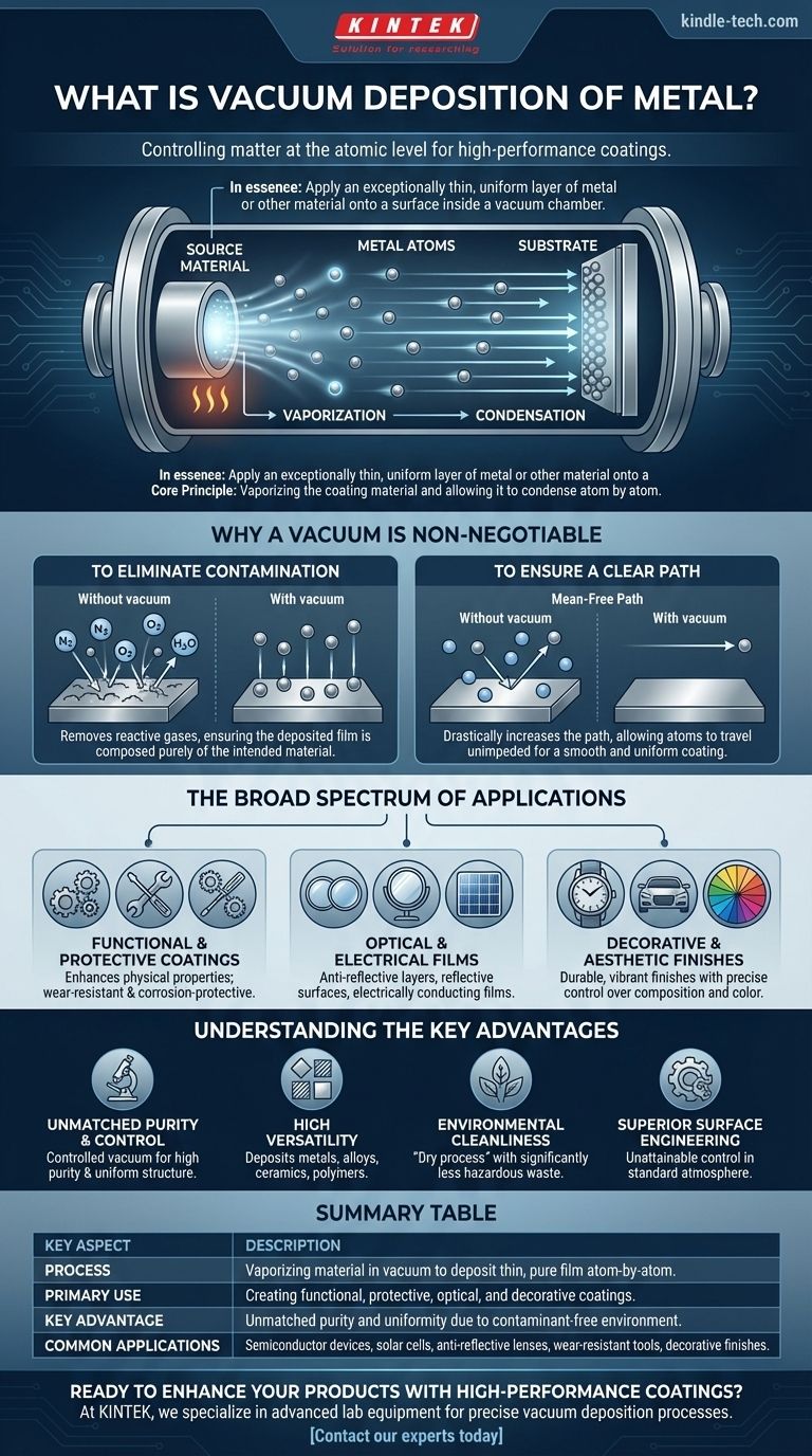 Cos'è la deposizione di metalli sotto vuoto? Ottenere un controllo del rivestimento a livello atomico per prestazioni superiori Guida Visiva