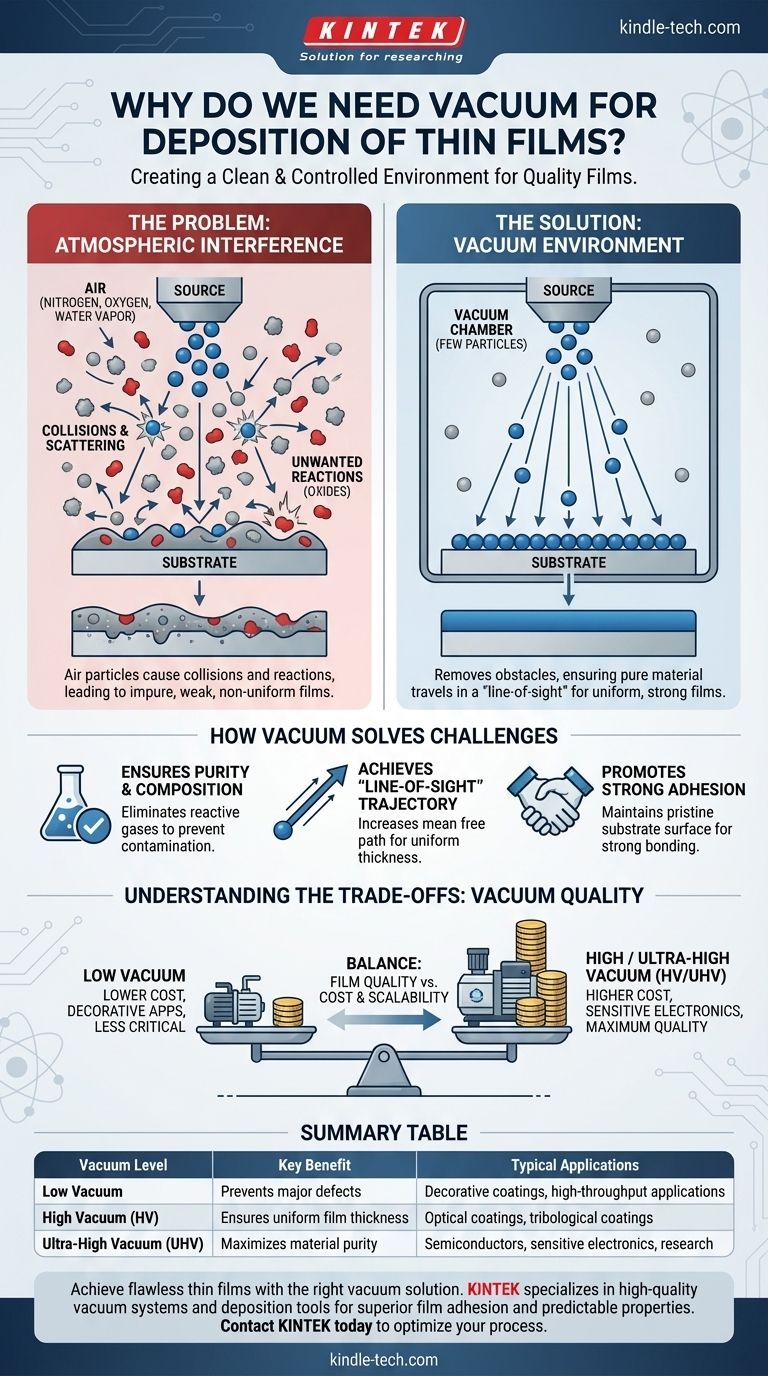 왜 박막 증착에 진공이 필요한가요? 코팅 공정의 순도와 균일성 보장 시각적 가이드