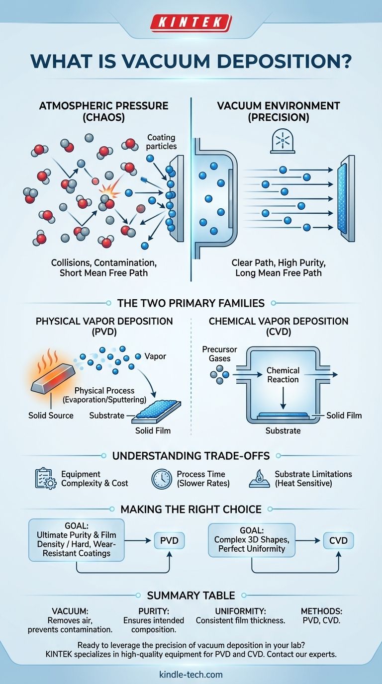 Cos'è la deposizione sotto vuoto? Ottieni purezza e precisione senza pari nei rivestimenti a film sottile Guida Visiva
