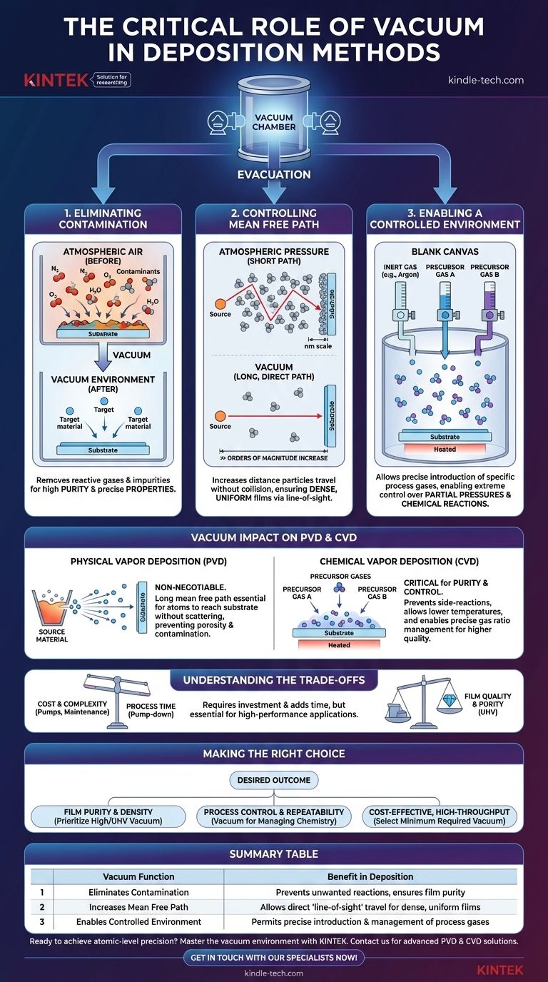ما هو دور التفريغ في طرق الترسيب؟ إتقان النقاء والتحكم للحصول على أغشية رقيقة فائقة الجودة دليل مرئي