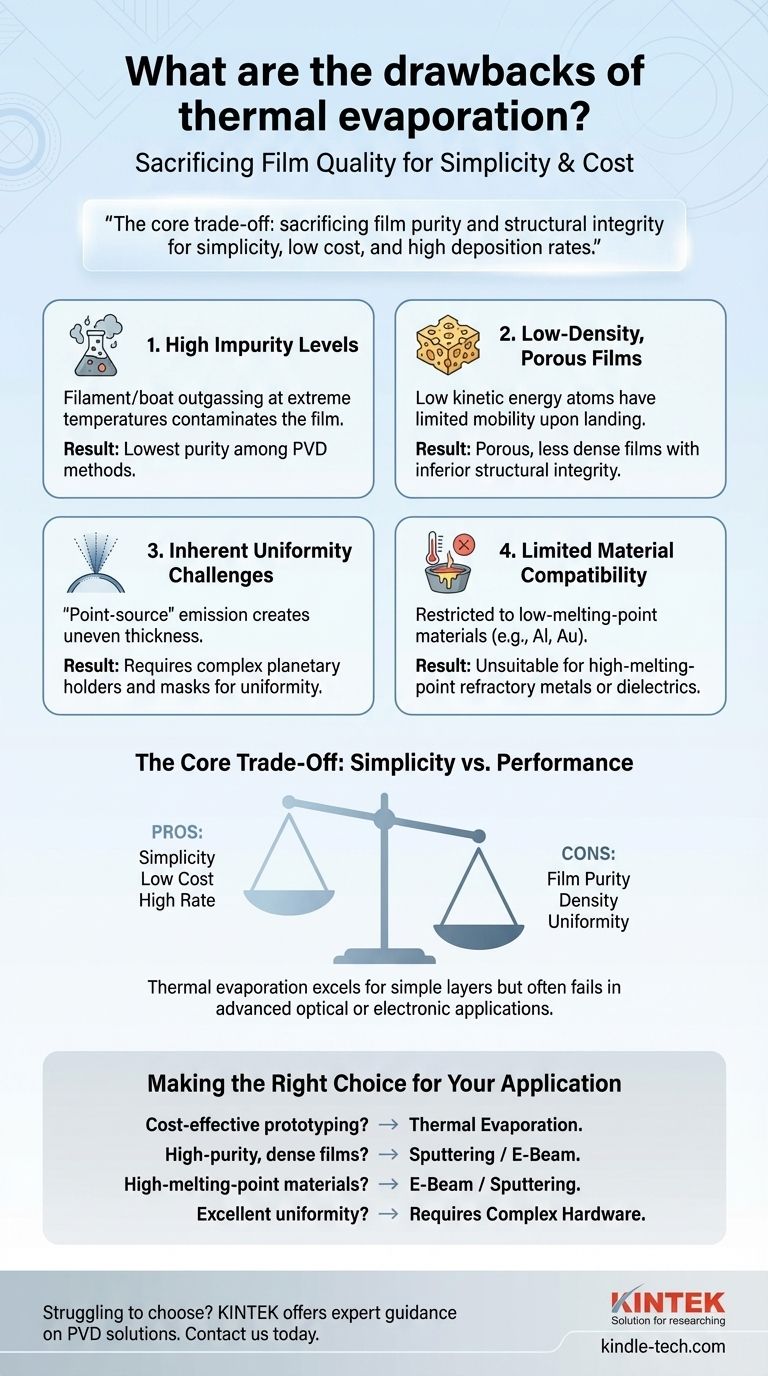 열 증착의 단점은 무엇인가요? 고성능 애플리케이션을 위한 한계 이해하기 시각적 가이드