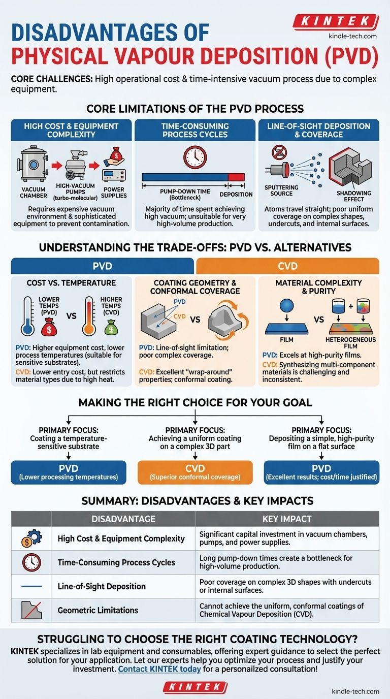 What are the disadvantages of physical Vapour deposition? High Cost, Slow Speed, and Coating Limitations Visual Guide
