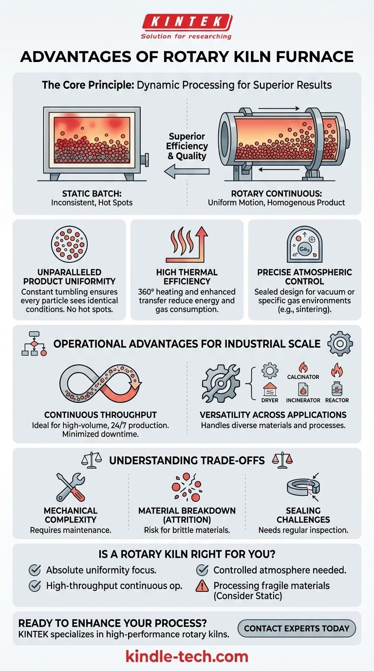 Каковы преимущества вращающихся печей? Достижение превосходной однородности и эффективности Визуальное руководство