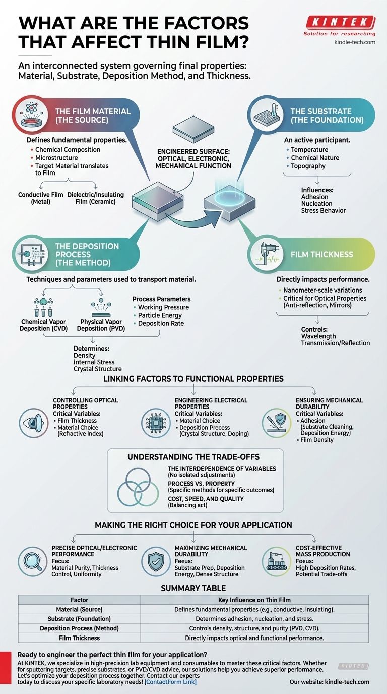 Какие факторы влияют на тонкие пленки? Освойте 4 ключевых аспекта инженерии тонких пленок Визуальное руководство