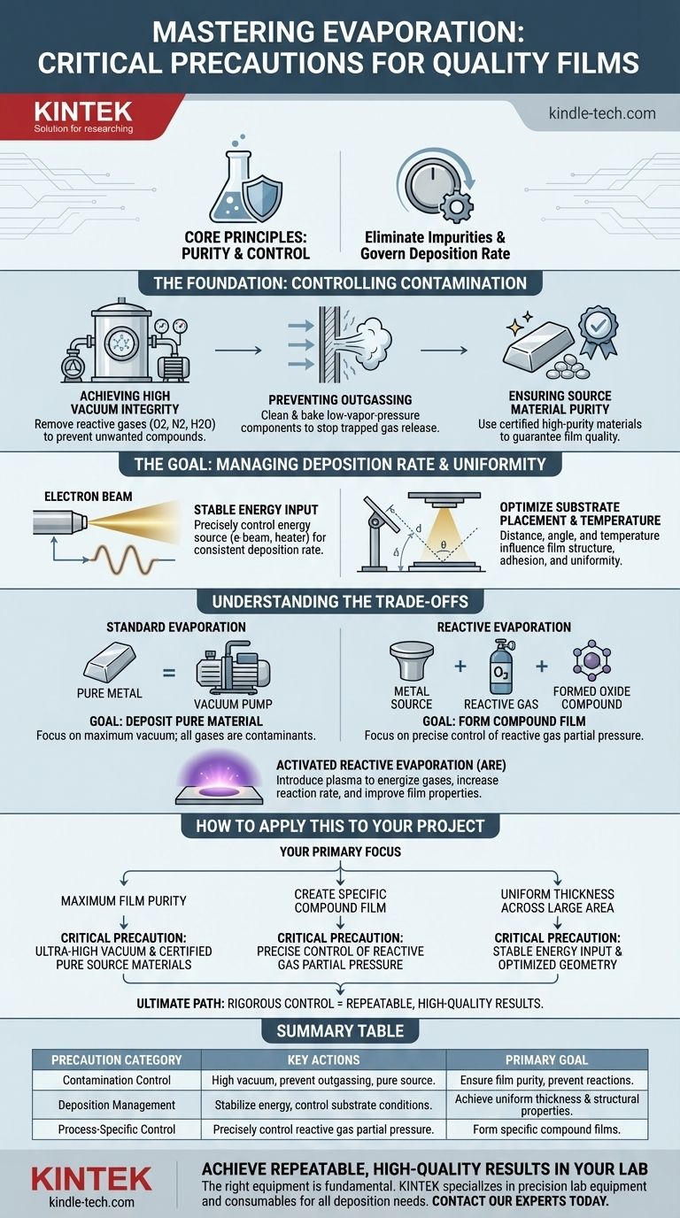 ما هي الاحتياطات التي يجب اتخاذها أثناء عملية التبخير؟ ضمان ترسيب فيلم عالي الجودة دليل مرئي