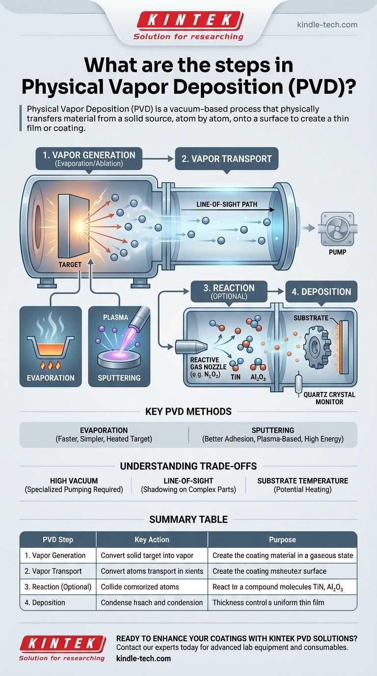 ما هي خطوات الترسيب الفيزيائي للبخار؟ دليل للمراحل الأربع الرئيسية دليل مرئي