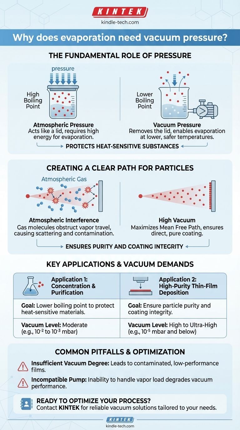 Pourquoi l'évaporation nécessite-t-elle une pression de vide ? Obtenez un contrôle précis pour vos processus de laboratoire Guide Visuel
