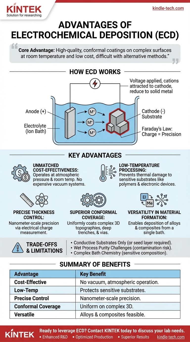 전기화학 증착의 장점은 무엇인가요? 정밀성, 비용, 등각 코팅의 잠금 해제 시각적 가이드