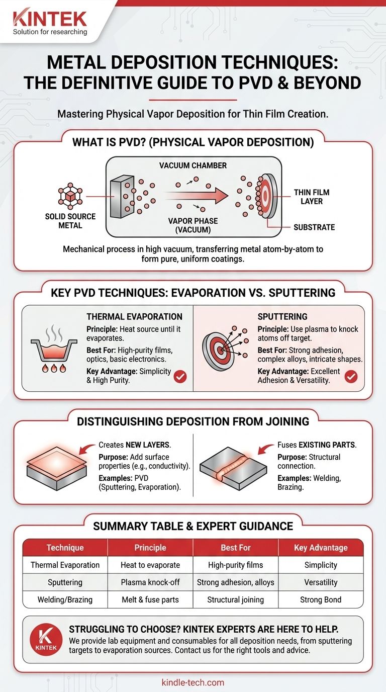 ¿Qué técnica de deposición se utiliza para metales? Una guía de métodos PVD para recubrimientos de película delgada Guía Visual