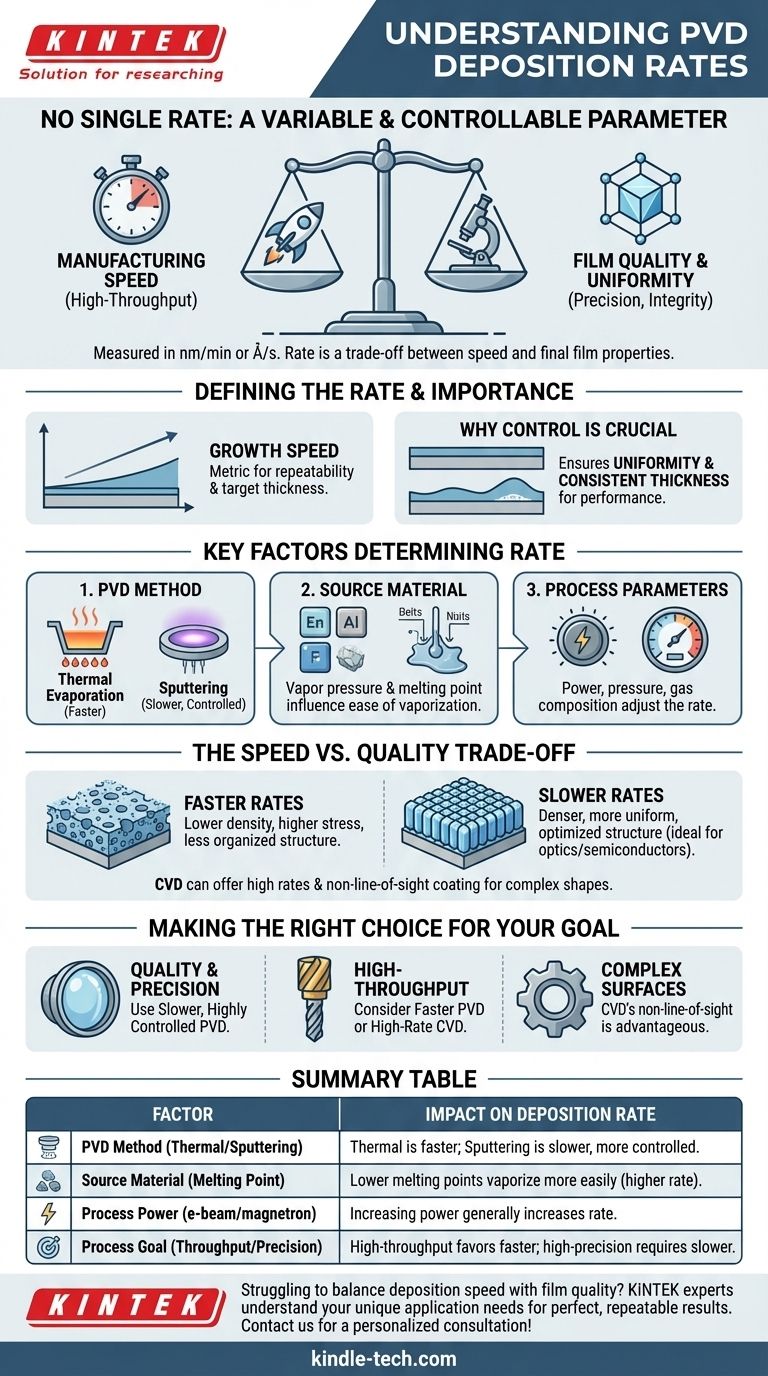 물리적 기상 증착(PVD)의 증착 속도는 얼마입니까? 박막 성장을 제어하기 위한 가이드 시각적 가이드