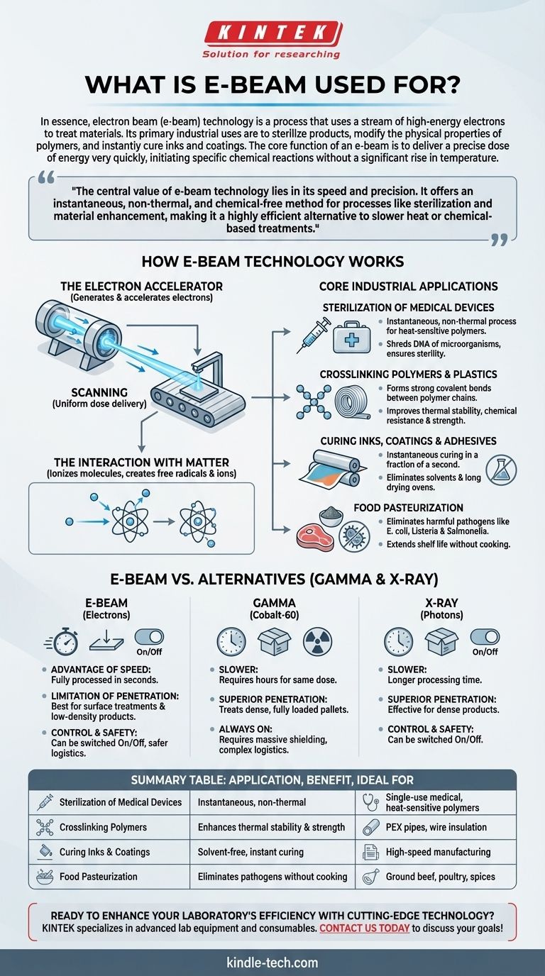 A cosa serve il fascio di elettroni (e-beam)? Una soluzione ad alta velocità e non termica per la sterilizzazione e il miglioramento dei materiali Guida Visiva