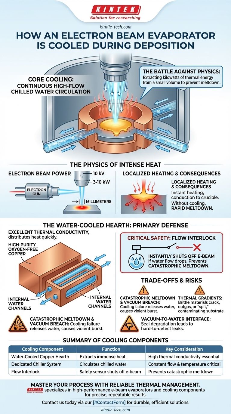 ¿Cómo se enfría un evaporador de haz de electrones durante la deposición? Gestión térmica esencial para procesos estables Guía Visual