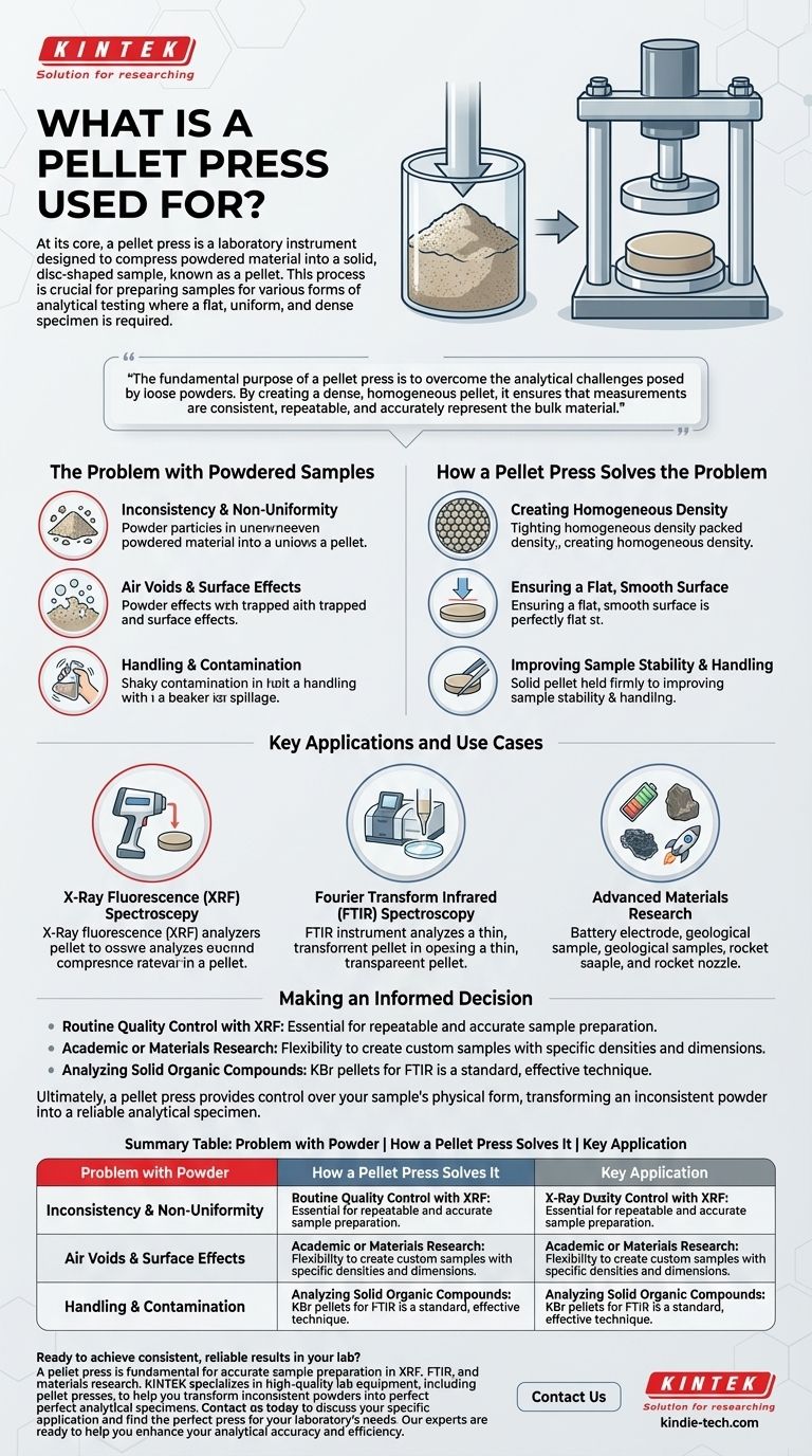 A cosa serve una pressa per pastiglie? Trasforma la polvere in campioni analitici precisi Guida Visiva