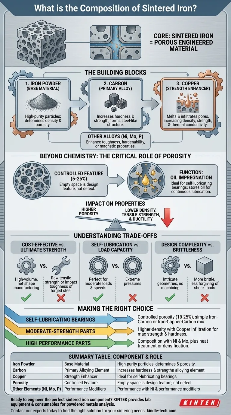 Qual è la composizione del ferro sinterizzato? Un sistema ingegnerizzato di ferro, leghe e porosità Guida Visiva