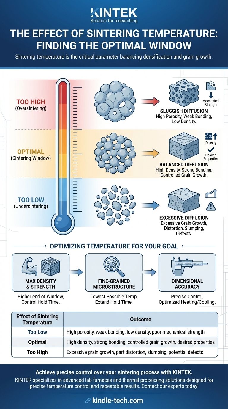 ¿Cuál es el efecto de la temperatura de sinterización? Domine la clave de la densidad y resistencia del material Guía Visual