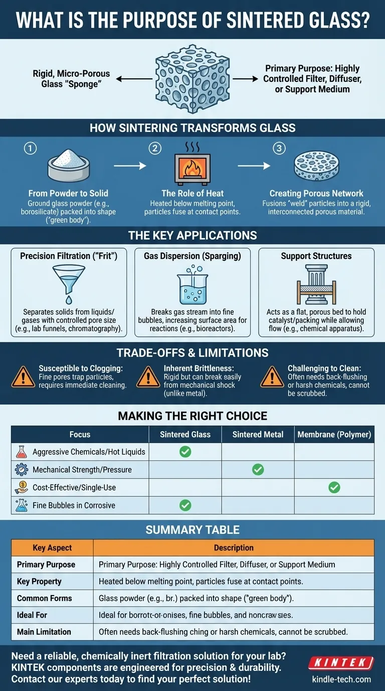 Qual é o propósito do vidro sinterizado? Um Guia para Filtração de Precisão e Resistência Química Guia Visual