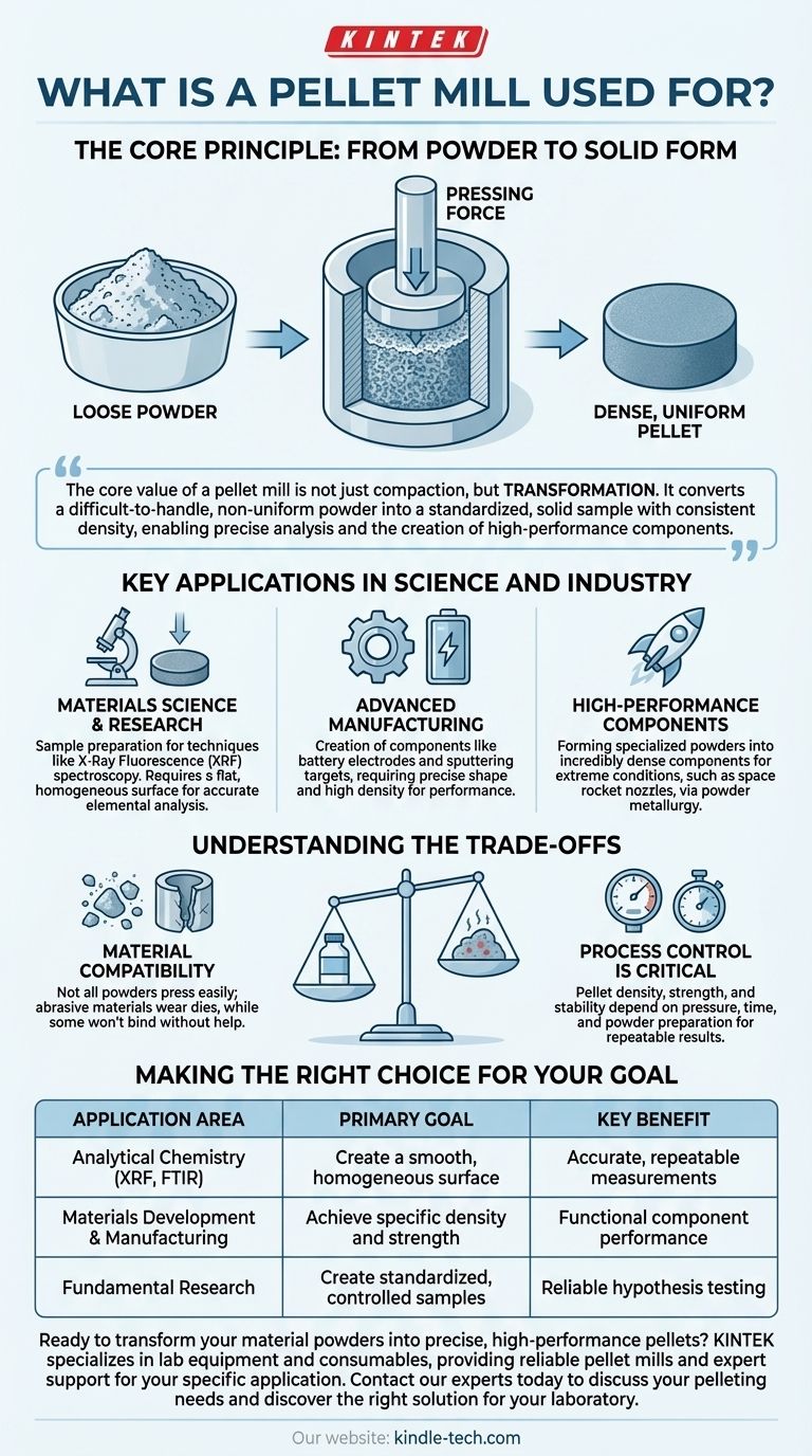 펠릿 밀은 무엇에 사용되나요? 분말을 정밀한 샘플 및 구성 요소로 변환 시각적 가이드