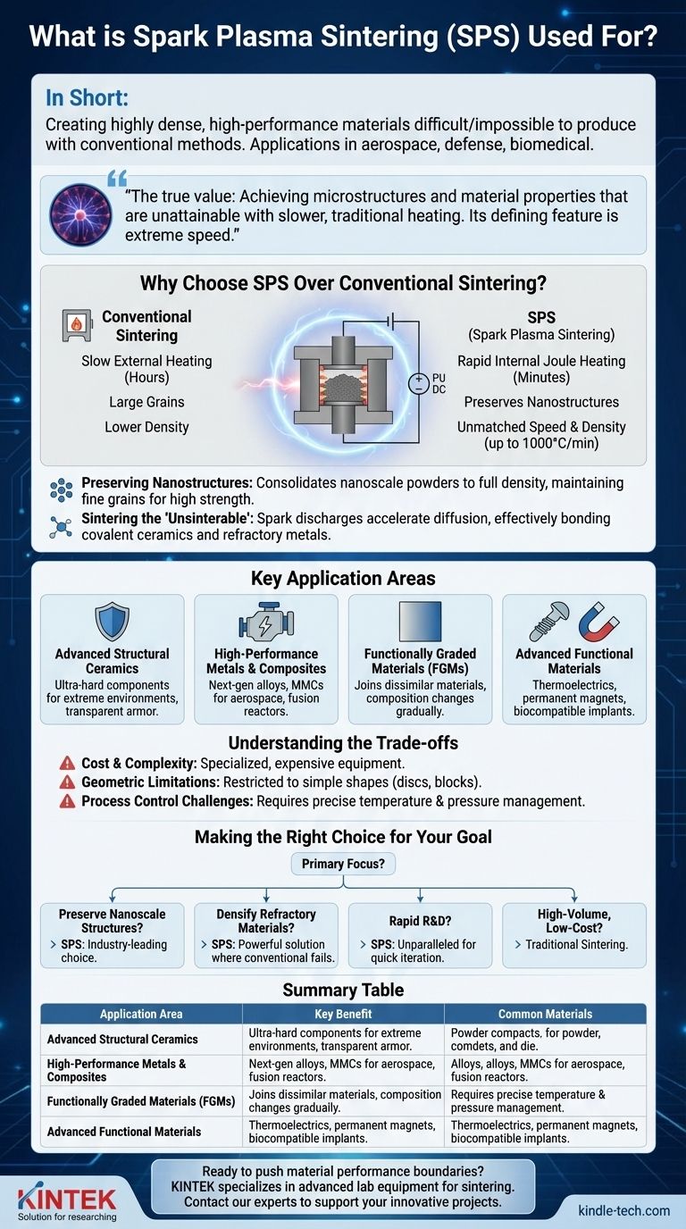ما هو التلبيد بالبلازما الشرارية (SPS) المستخدم فيه؟ تحقيق مواد عالية الأداء بسرعة دليل مرئي