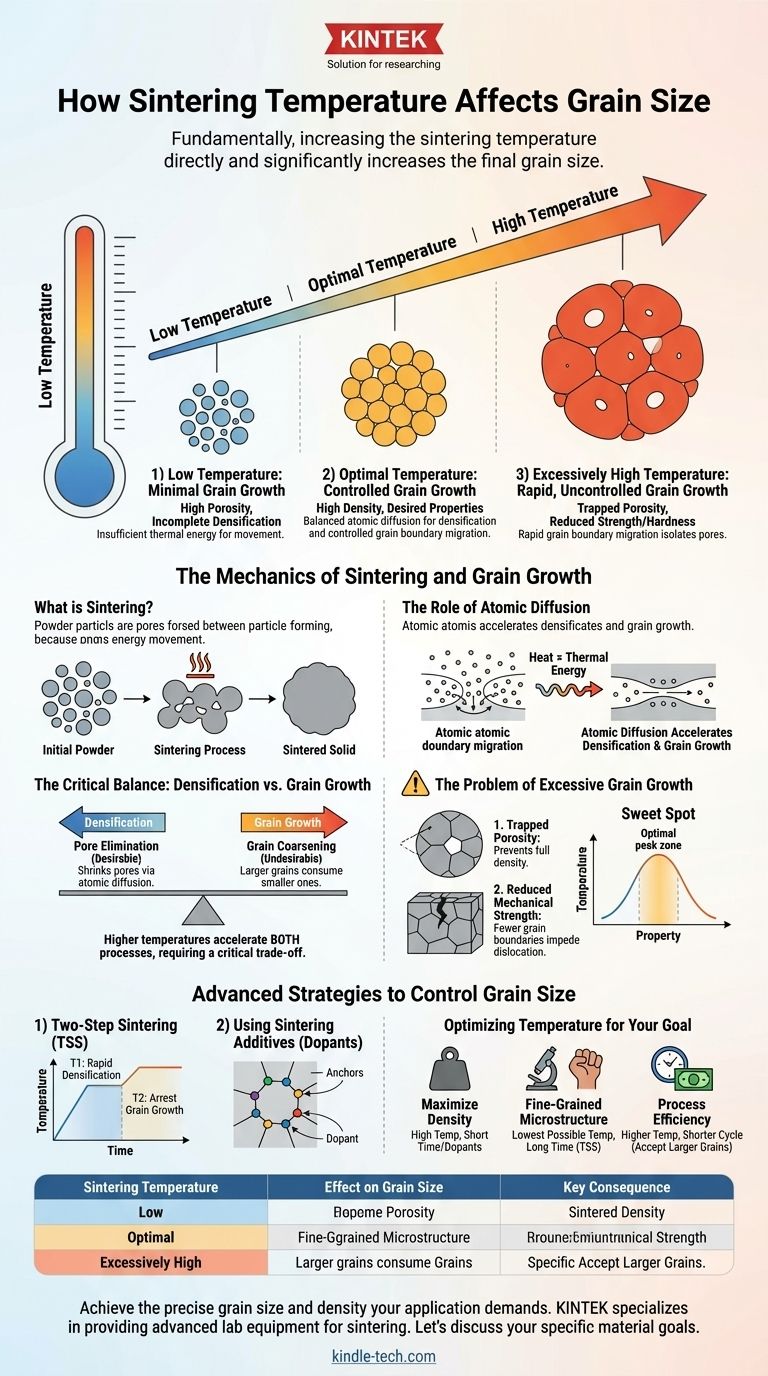 Wie beeinflusst die Sintertemperatur die Korngröße? Steuern Sie die Mikrostruktur Ihres Materials für optimale Eigenschaften Visuelle Anleitung