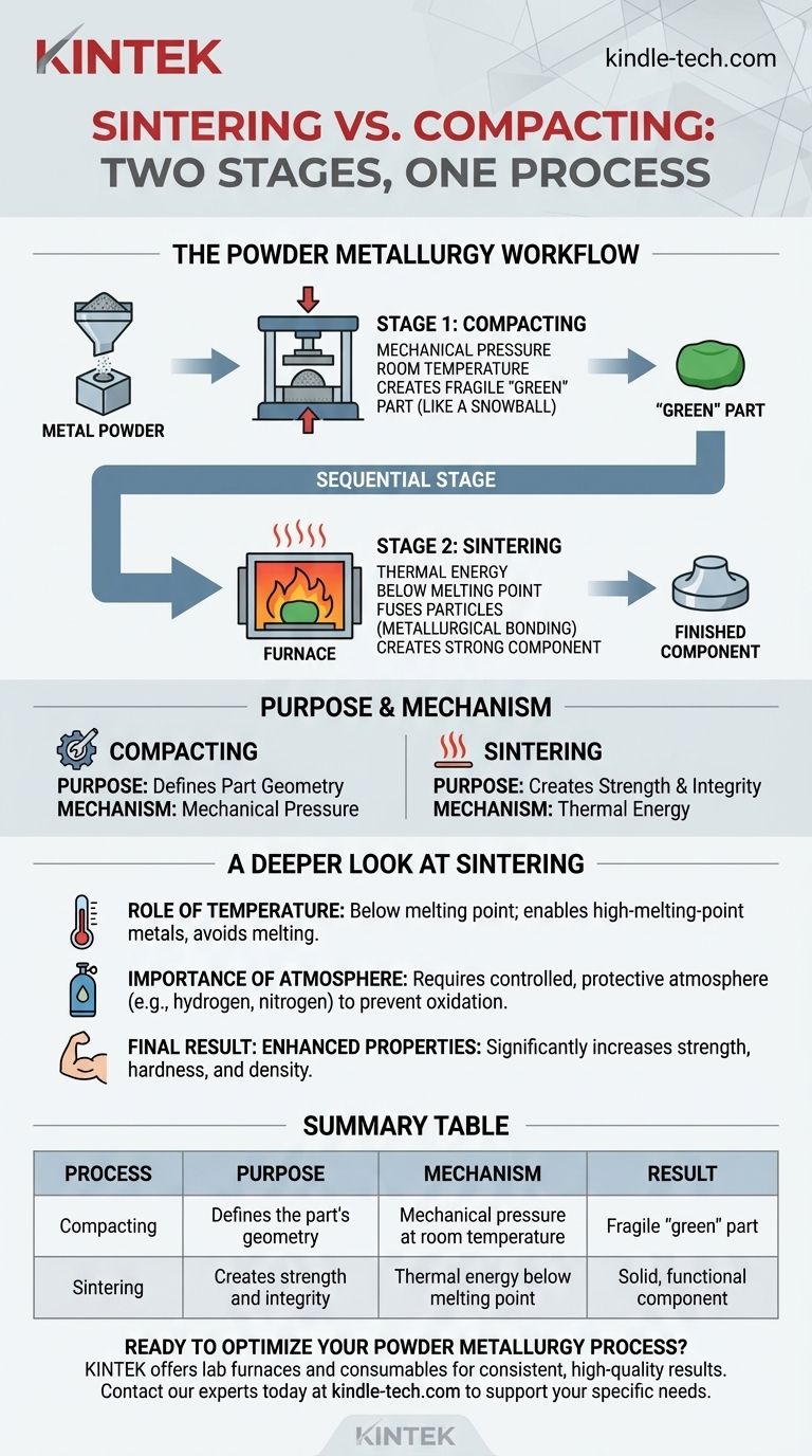 焼結と成形（コンパクション）の違いとは？粉末冶金の二段階プロセスの手引き ビジュアルガイド