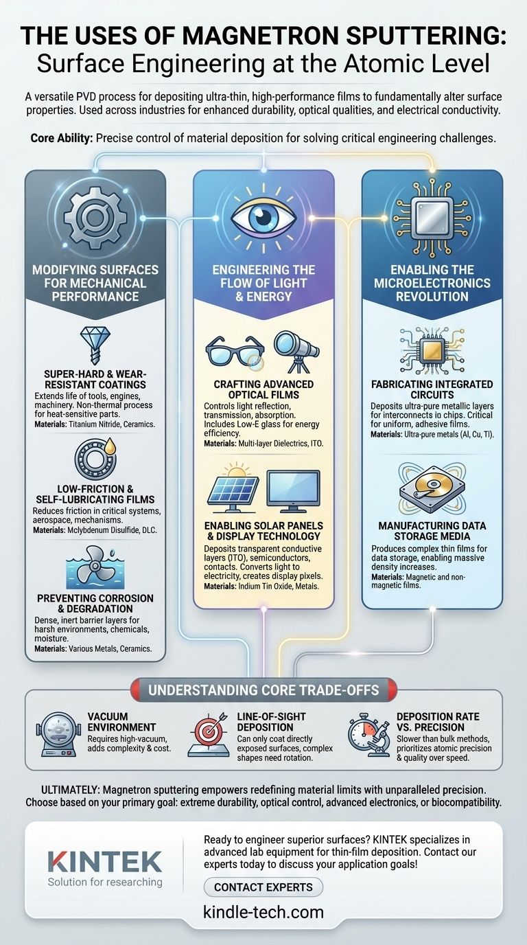 マグネトロンスパッタリングの用途は何ですか？精密な薄膜で表面を強化する ビジュアルガイド