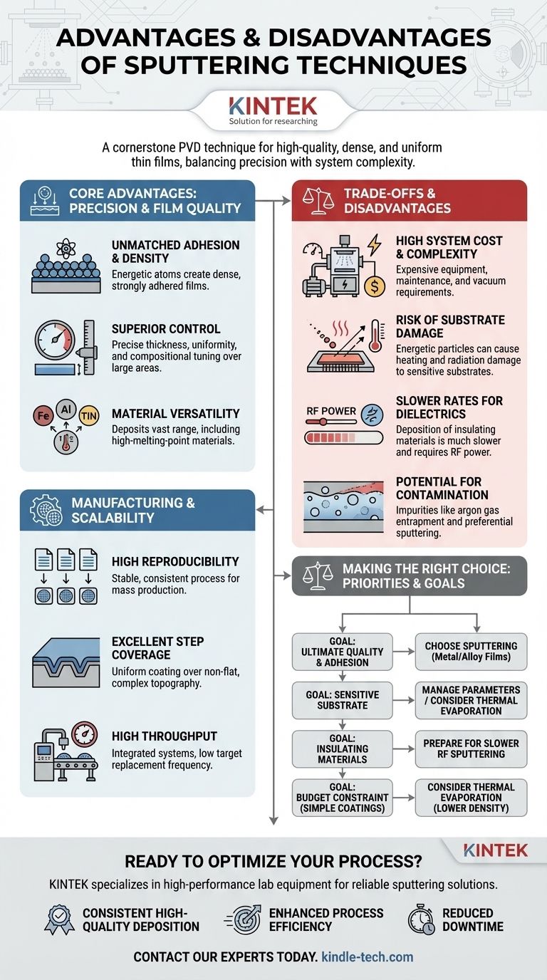ما هي مزايا وعيوب تقنيات الترسيب بالرش؟ تحقيق ترسيب فائق للأغشية الرقيقة دليل مرئي