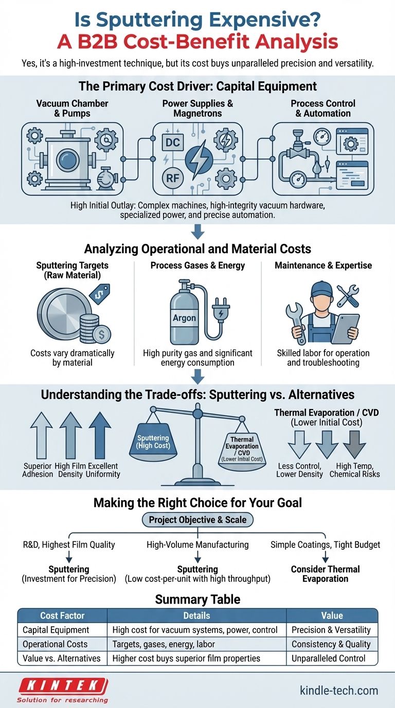 ¿Es caro el sputtering? El coste real de la deposición de películas delgadas de alta calidad Guía Visual