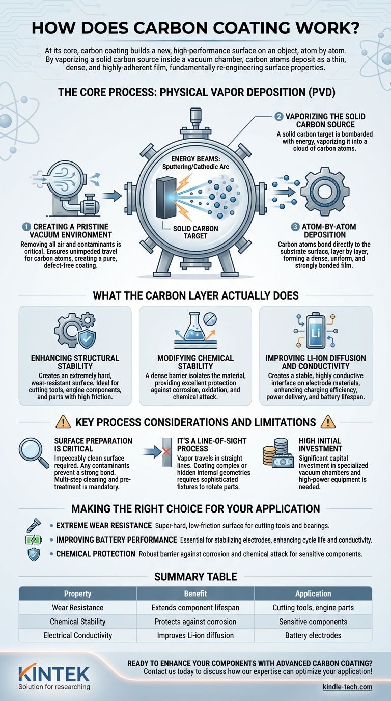 Wie funktioniert die Kohlenstoffbeschichtung? Erzielen Sie eine überlegene Oberflächenleistung für Ihre Komponenten Visuelle Anleitung