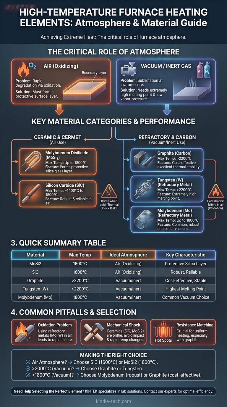 ¿Cuáles son los elementos calefactores para hornos de alta temperatura? Seleccione el elemento adecuado para su atmósfera Guía Visual