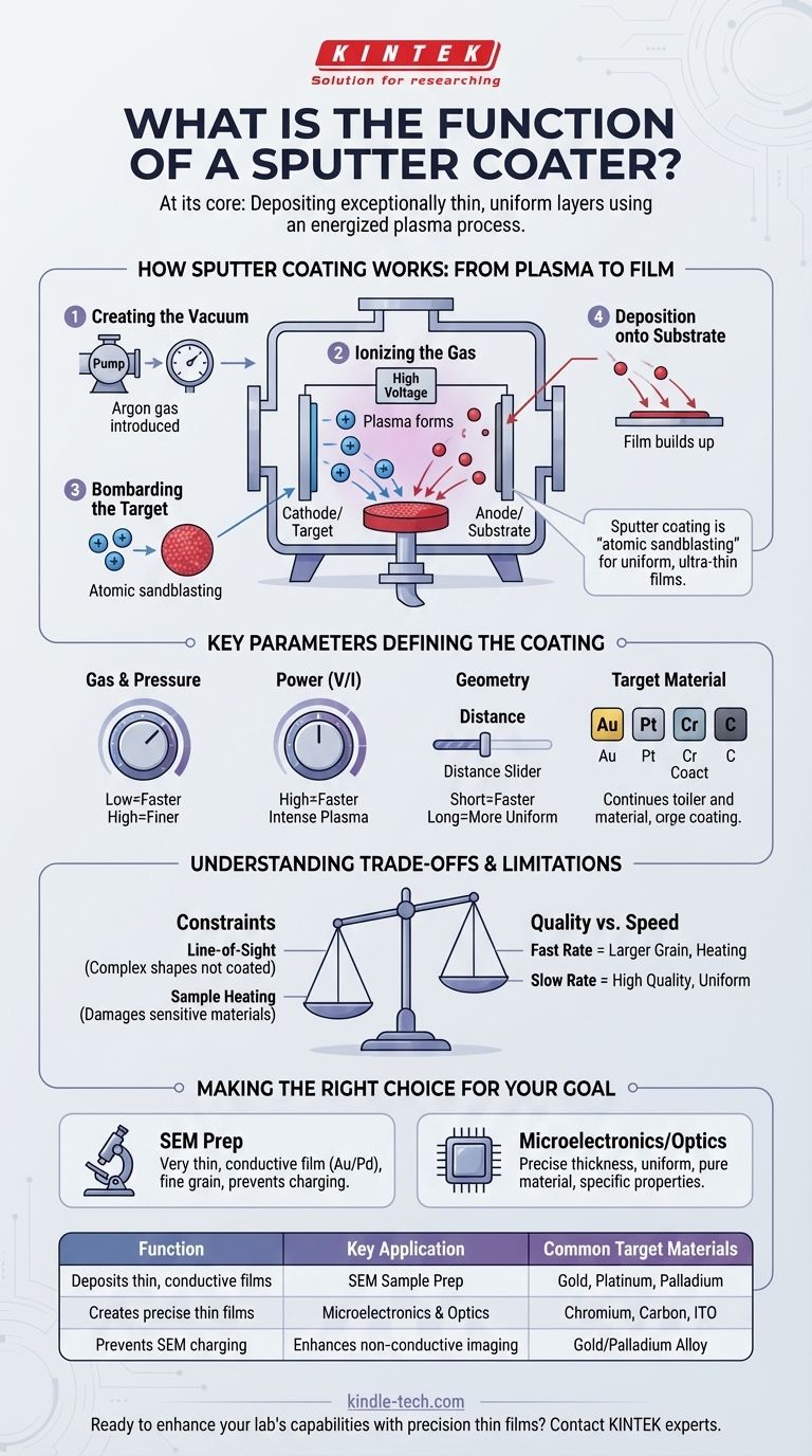 What is the function of sputter coater? Achieve Superior Thin Film Deposition for SEM & Electronics Visual Guide