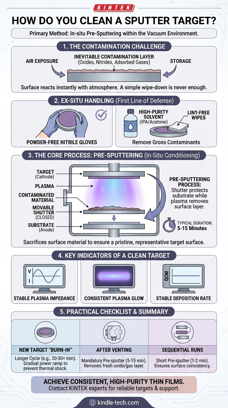 Wie reinigt man ein Sputtertarget? Meistern Sie den In-Situ-Vor-Sputterprozess für makellose Schichten Visuelle Anleitung