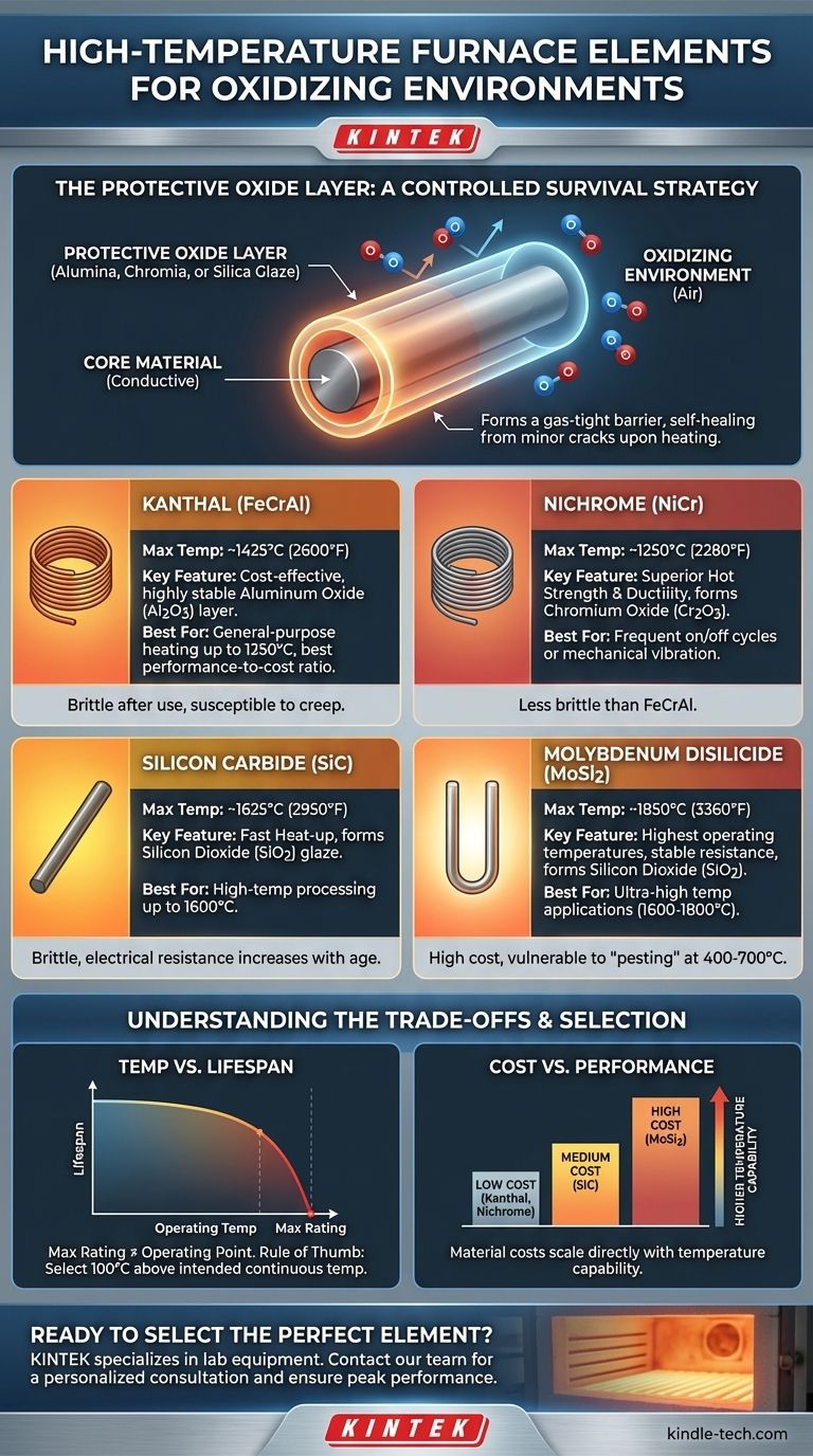 Quels sont les éléments de four à haute température à utiliser dans des environnements oxydants ? Choisissez le bon élément pour votre laboratoire Guide Visuel