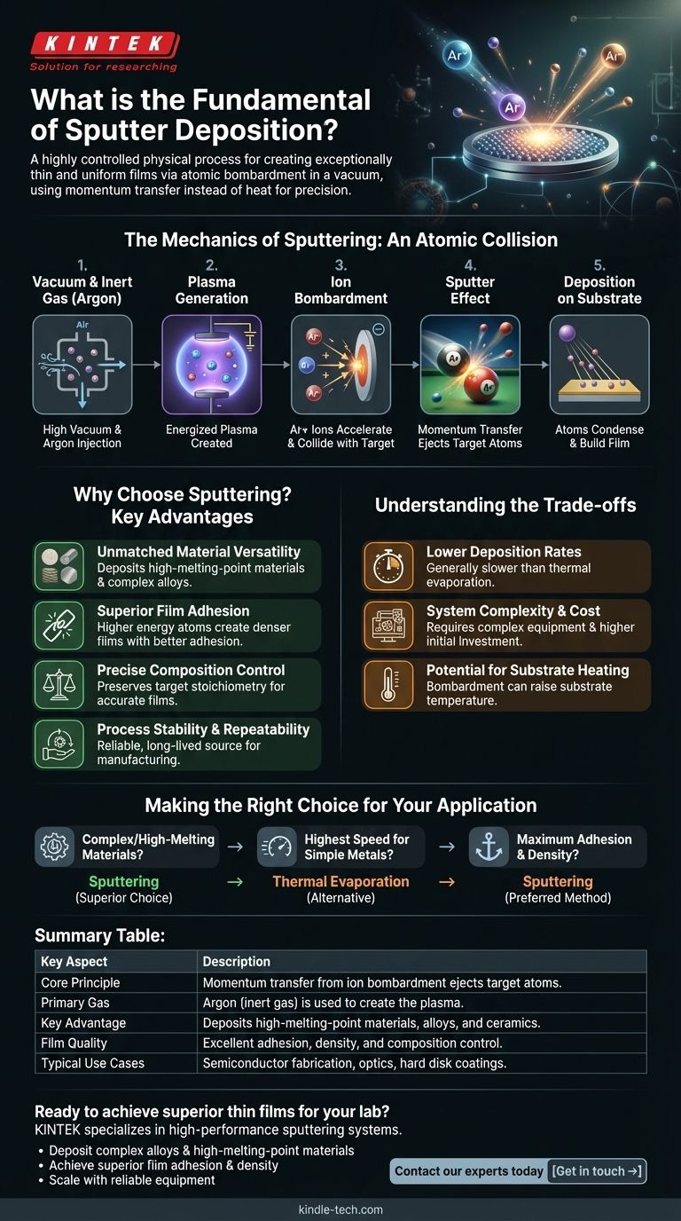 ما هو أساس الترسيب بالرش (Sputter Deposition)؟ دليل لطلاء الأغشية الرقيقة على المستوى الذري دليل مرئي