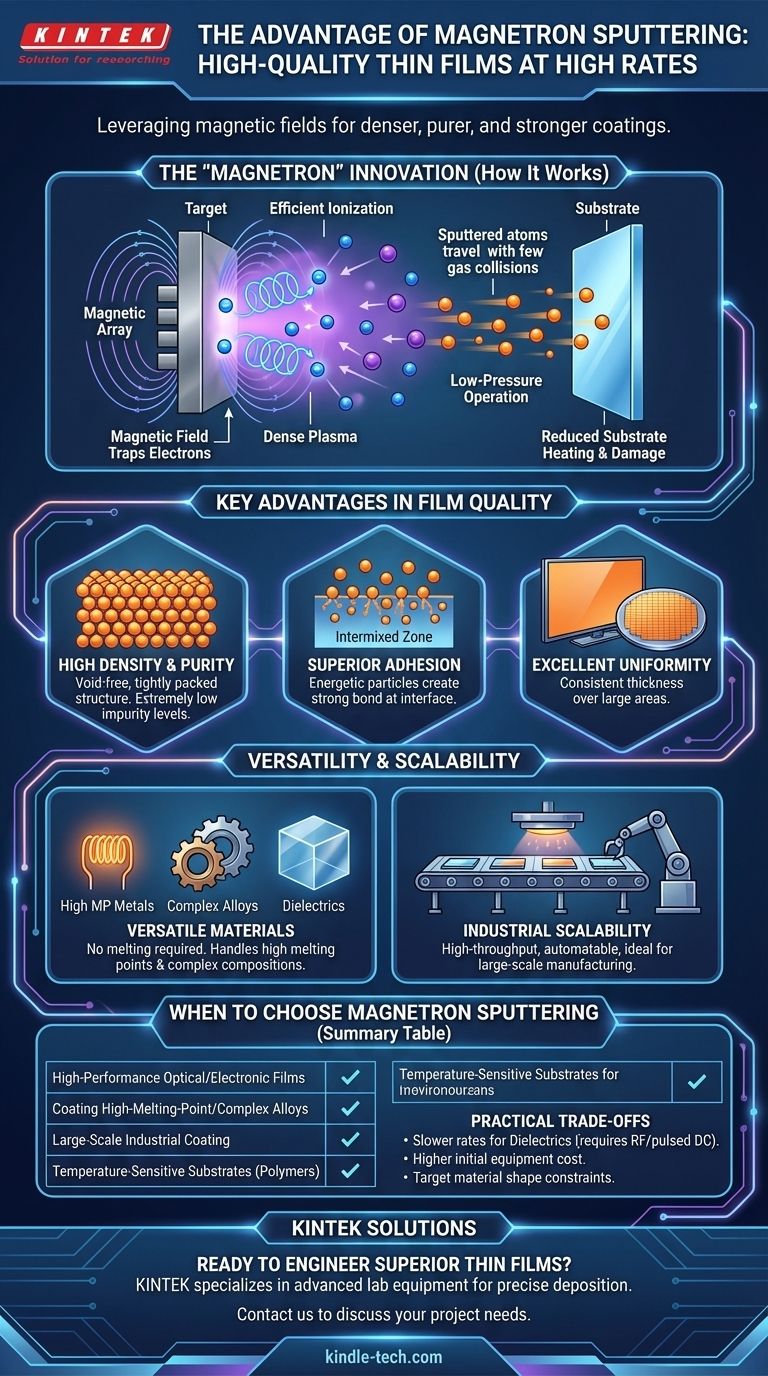 ما هي ميزة الرش المغنطروني؟ أفلام رقيقة عالية الجودة وكثيفة بمعدلات ترسيب عالية دليل مرئي