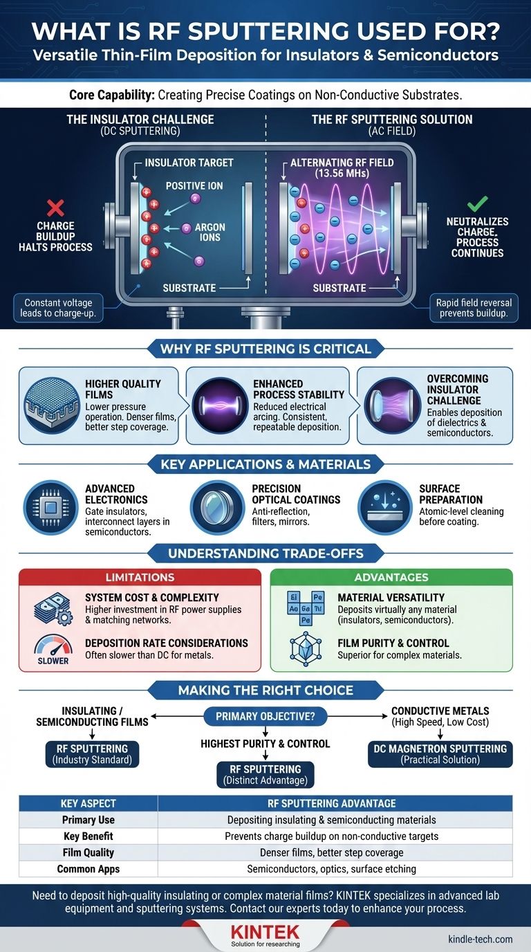 A cosa serve la deposizione sputtering RF? Deposizione di film isolanti per elettronica e ottica Guida Visiva