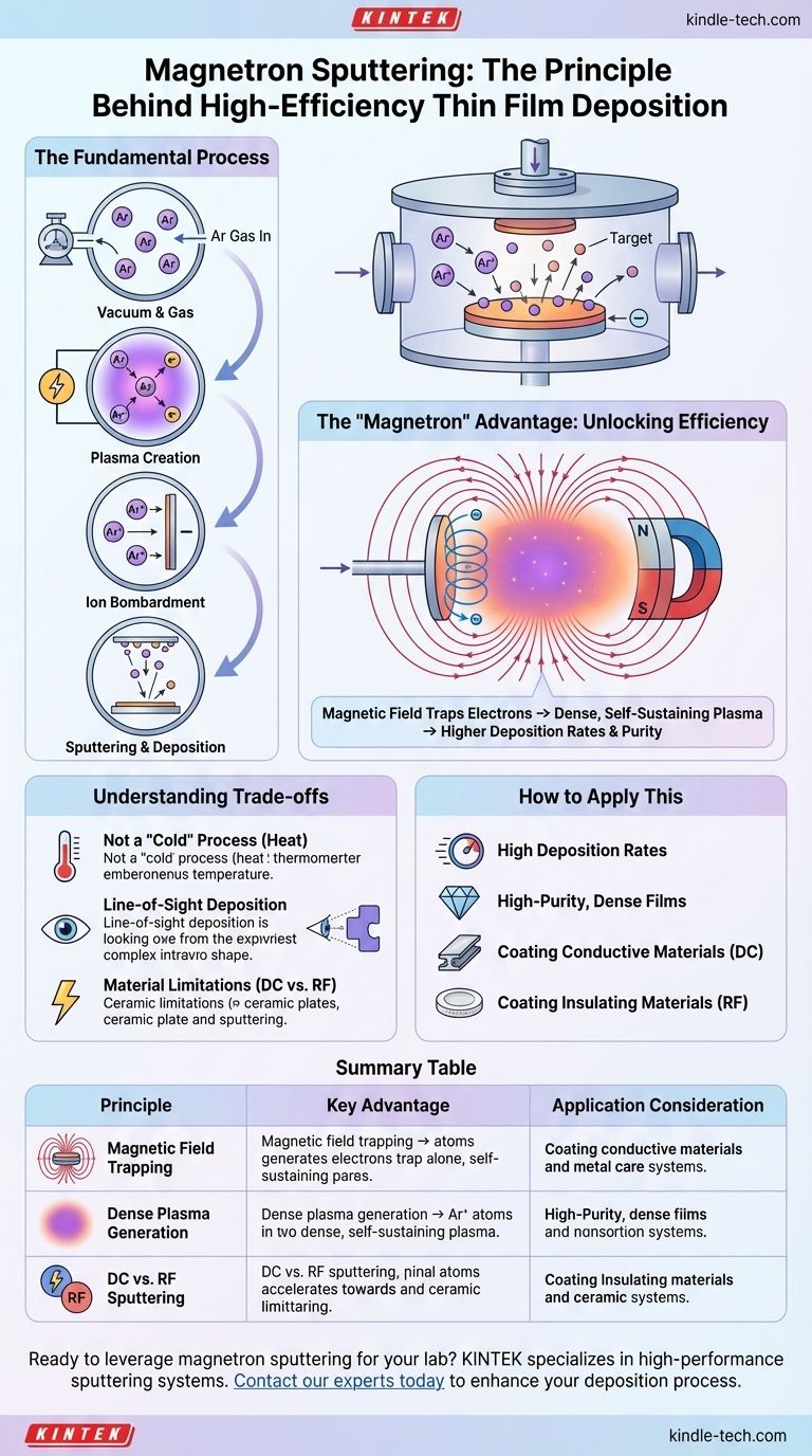 على أي مبدأ يعمل الترسيب بالرش المغنطروني؟ تحقيق أغشية رقيقة عالية الجودة بدقة دليل مرئي