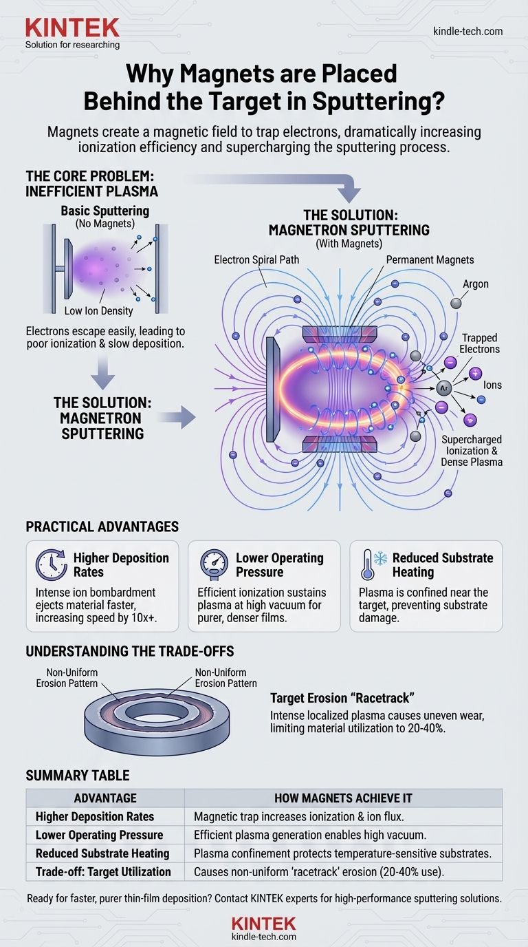 Почему магниты размещают за мишенью при распылении? Чтобы задерживать электроны для более быстрого и чистого нанесения покрытий Визуальное руководство