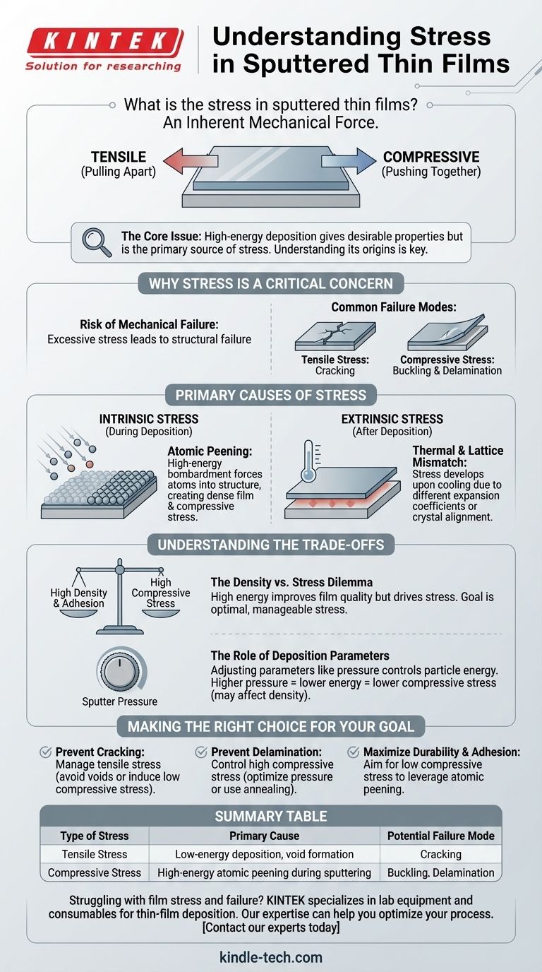 ما هو الإجهاد في الأغشية الرقيقة المرسبة بالرش؟ التحكم في القوى الداخلية لأداء موثوق للفيلم دليل مرئي