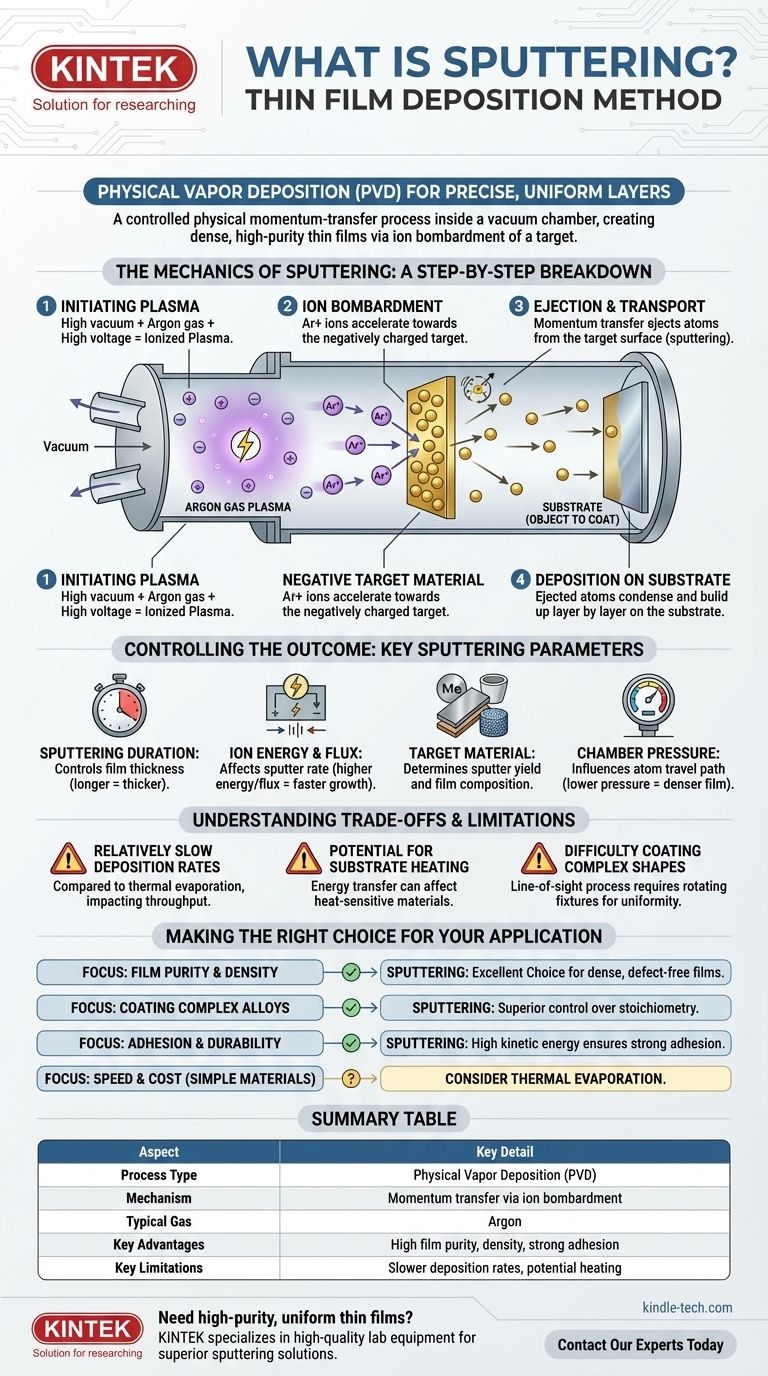 ما هو ترسيب الأغشية الرقيقة باستخدام طريقة القصف؟ دليل لطلاء الأغشية عالية النقاء دليل مرئي