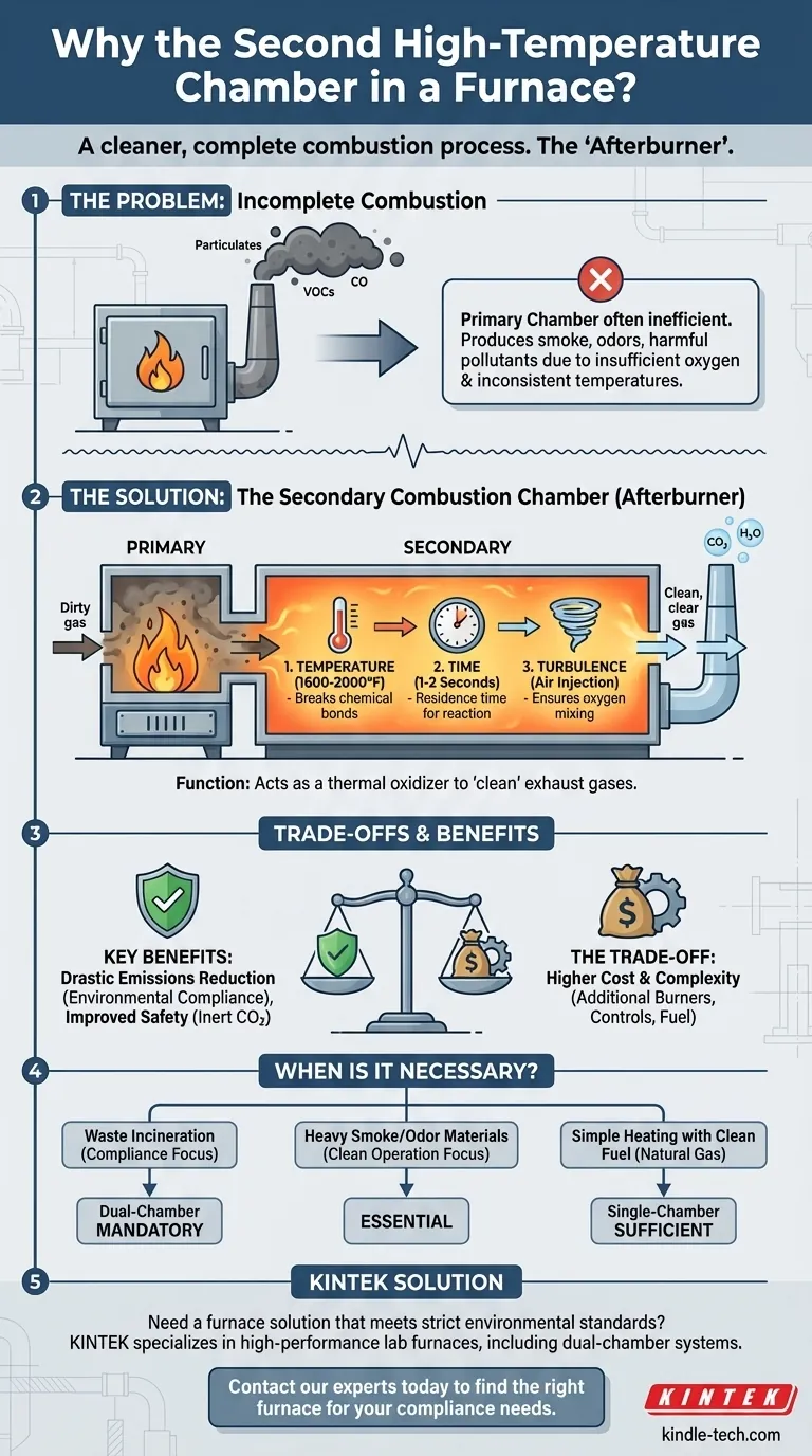 Por que alguns fornos são equipados com uma segunda câmara de alta temperatura? Para uma Combustão Limpa e Conforme Guia Visual