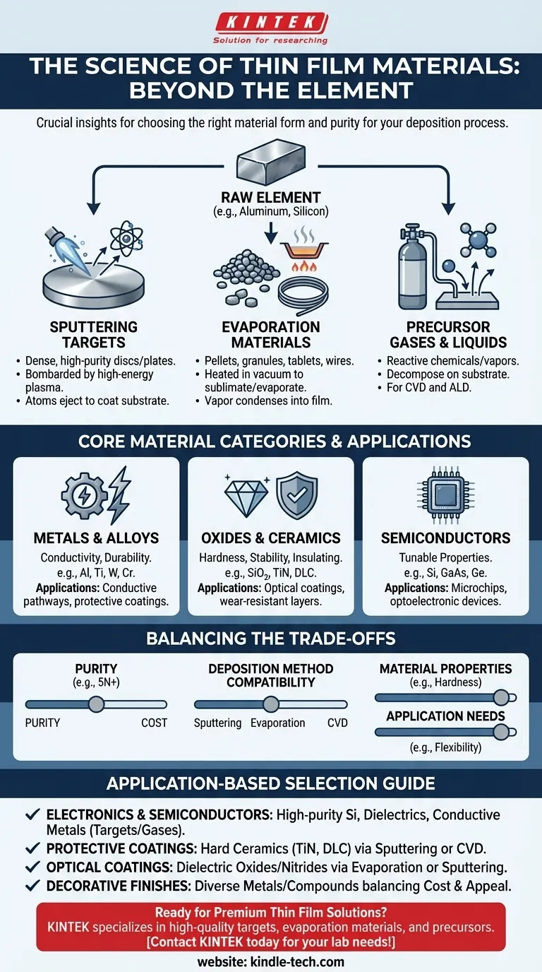 薄膜に必要な材料は何ですか？用途に応じた金属、酸化物、半導体 ビジュアルガイド