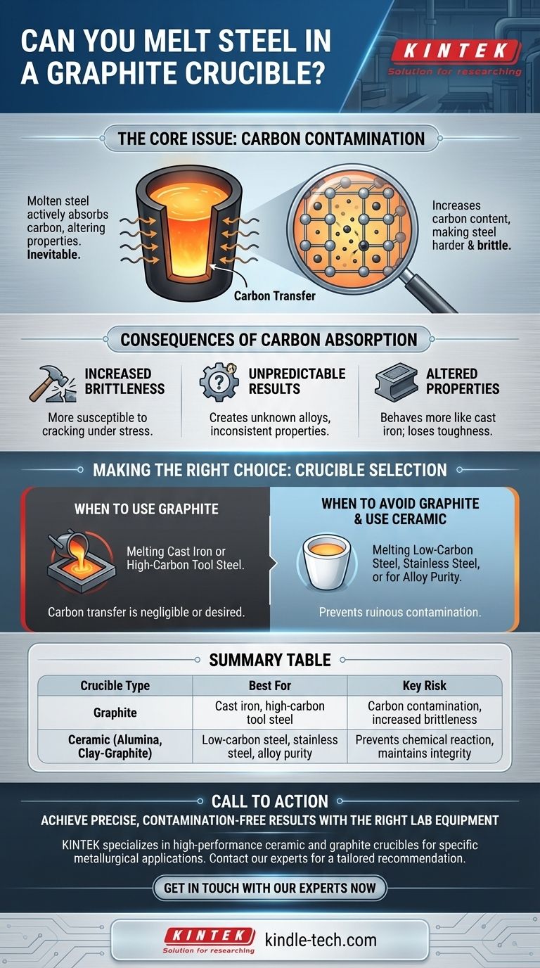 É possível derreter aço em um cadinho de grafite? Entenda os riscos críticos de contaminação por carbono. Guia Visual