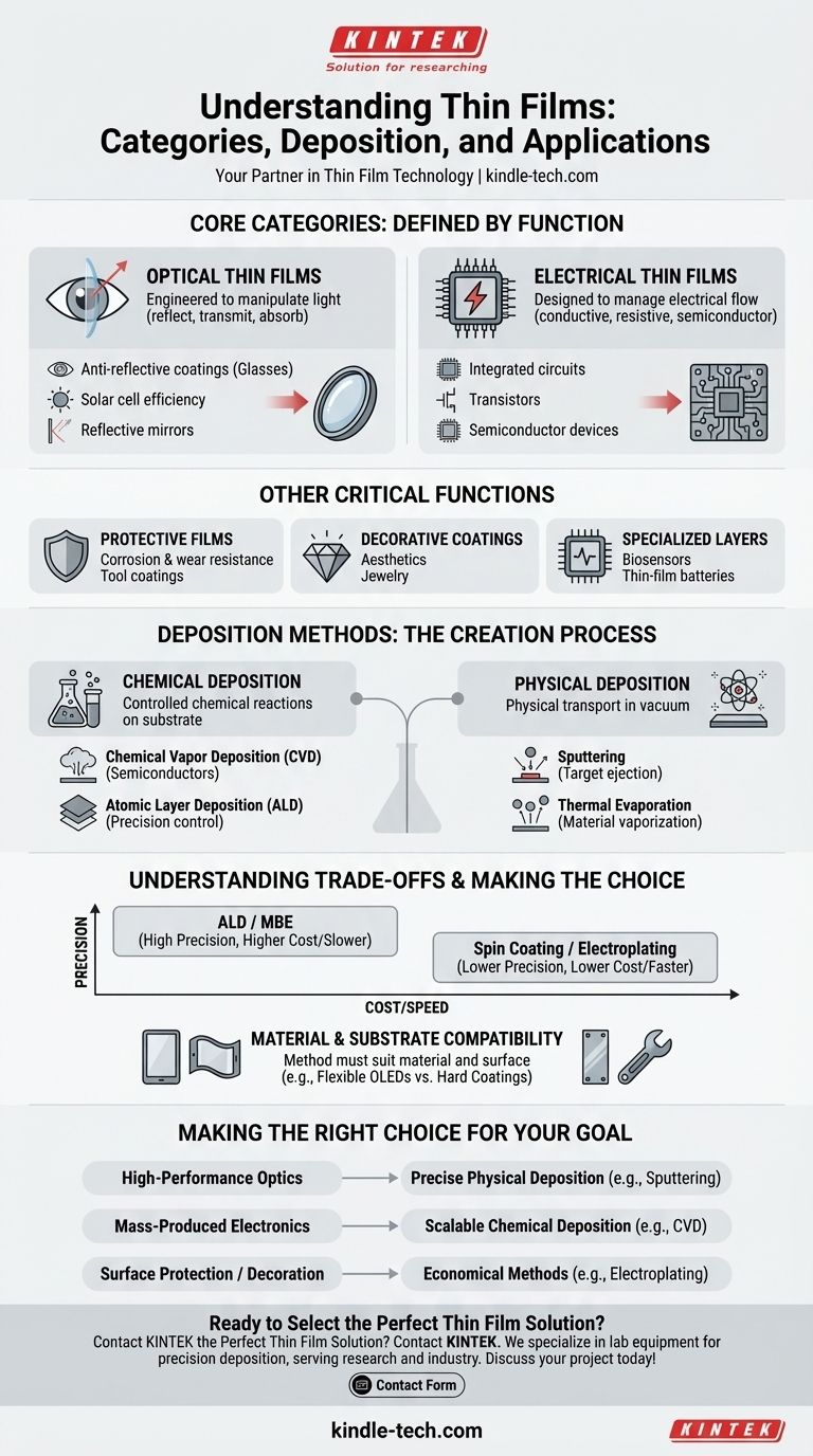 Was sind die verschiedenen Arten von Dünnschichten? Ein Leitfaden für optische, elektrische und funktionale Beschichtungen Visuelle Anleitung
