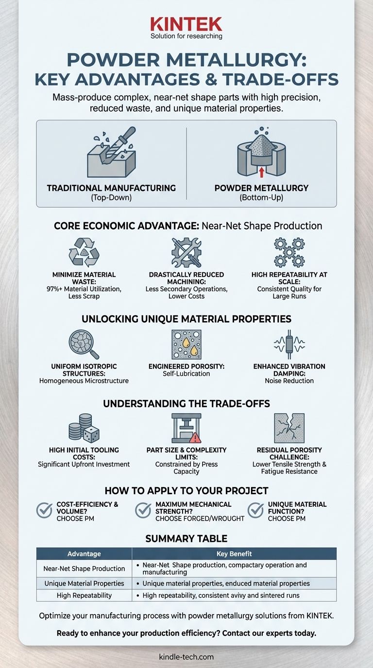 What advantage does powder metallurgy have over other manufacturing processes? Achieve High-Volume Efficiency & Unique Material Properties Visual Guide