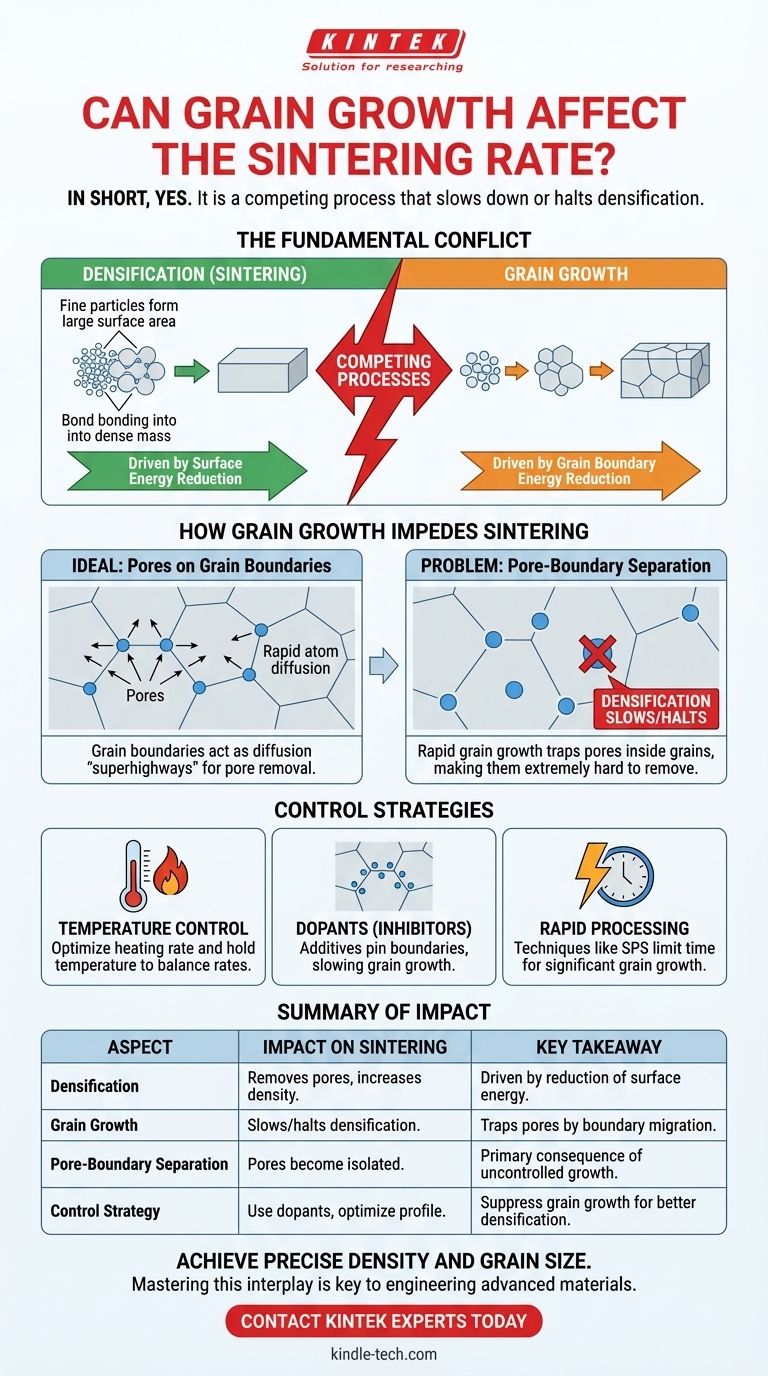 O crescimento de grãos pode afetar a taxa de sinterização? Domine a Chave para Controlar a Microestrutura do Material Guia Visual