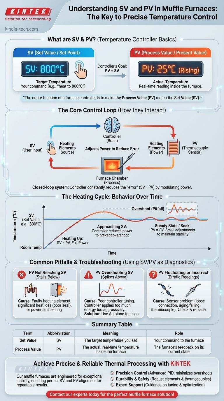 ما هو SV و PV في فرن الكيماويات (Muffle Furnace)؟ التحكم الرئيسي في درجة الحرارة للحصول على نتائج دقيقة دليل مرئي