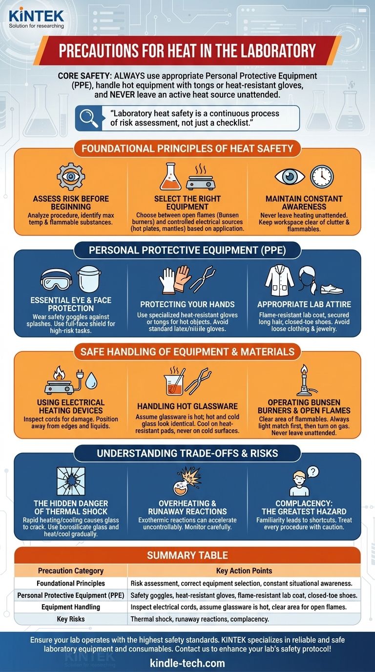 실험실에서 열을 다룰 때의 주의사항은 무엇인가요? 화상 및 화재 예방을 위한 필수 안전 수칙 시각적 가이드