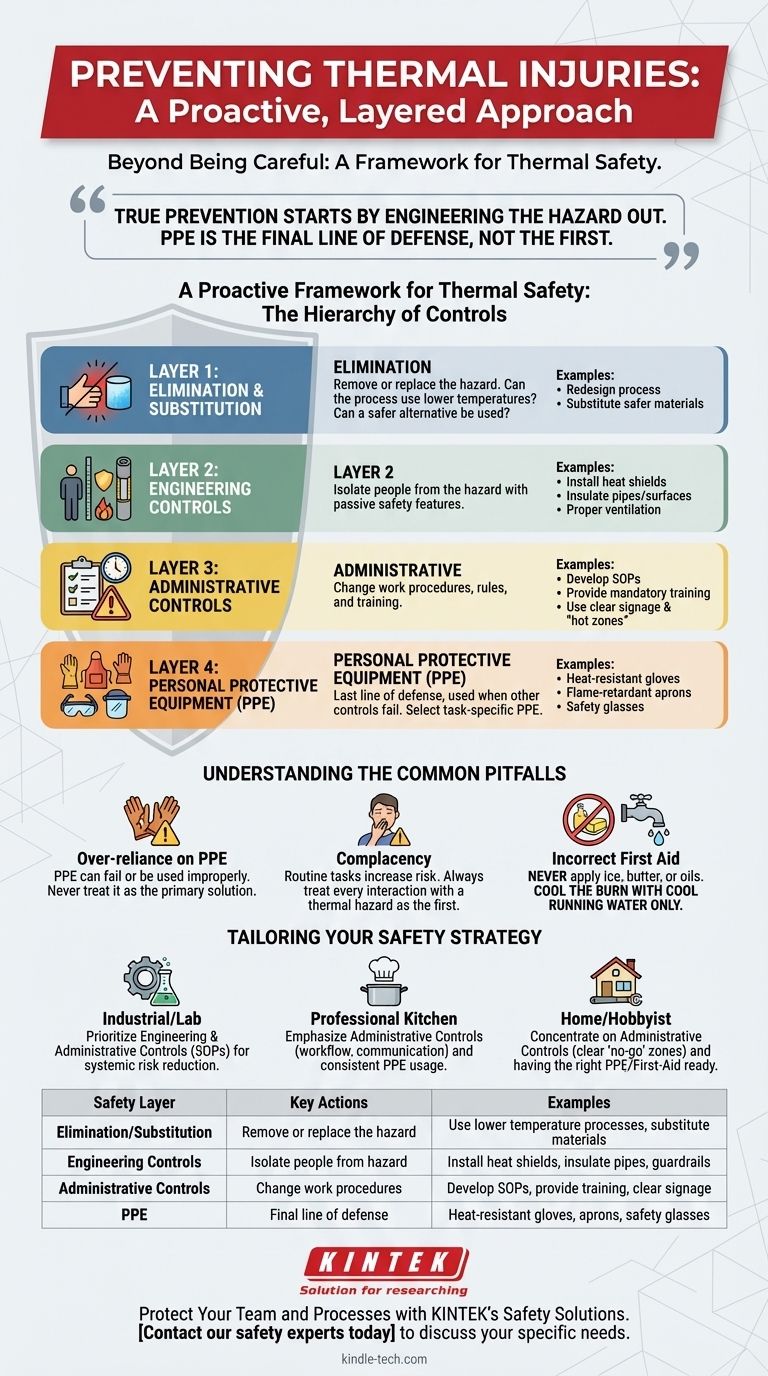 熱い物質や物体を扱う際に怪我を防ぐ方法は？熱安全のためのプロアクティブなフレームワーク ビジュアルガイド