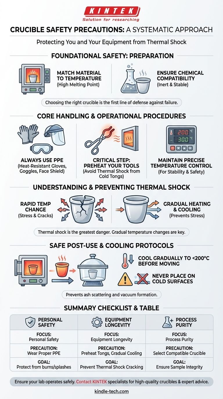 Quali sono le precauzioni di sicurezza per un crogiolo? Prevenire lo shock termico e garantire la sicurezza in laboratorio Guida Visiva